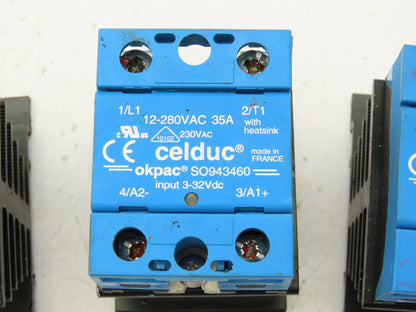 Celduc SO943460 Solid State Relay 35A 280VAC 12VDC With Heatsink Lot of 5