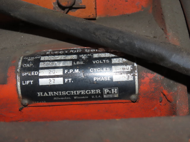 Cleveland Tramrail P&H 1 Ton Single Girder Underhung Bridge Crane 17' Span