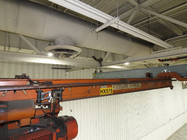 Cleveland Tramrail P&H 1 Ton Single Girder Underhung Bridge Crane 17' Span