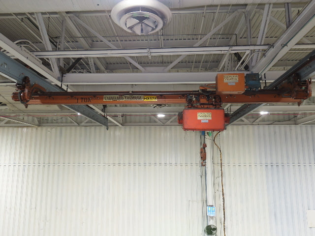 Cleveland Tramrail P&H 1 Ton Single Girder Underhung Bridge Crane 17' Span