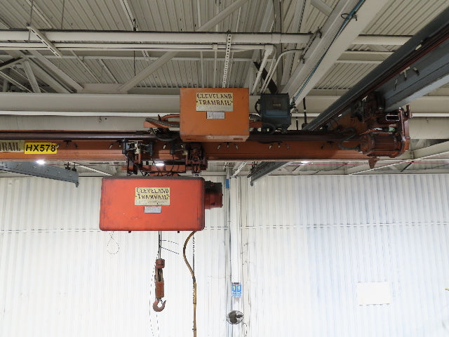 Cleveland Tramrail P&H 1 Ton Single Girder Underhung Bridge Crane 17' Span