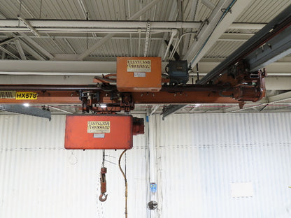 Cleveland Tramrail P&H 1 Ton Single Girder Underhung Bridge Crane 17' Span