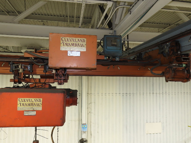 Cleveland Tramrail P&H 1 Ton Single Girder Underhung Bridge Crane 17' Span