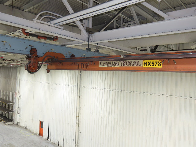 Cleveland Tramrail P&H 1 Ton Single Girder Underhung Bridge Crane 17' Span