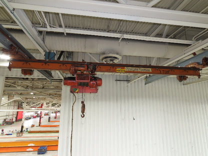 Cleveland Tramrail P&H 1 Ton Single Girder Underhung Bridge Crane 17' Span