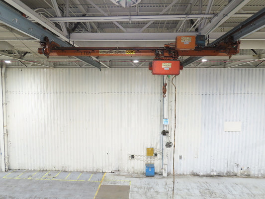 Cleveland Tramrail P&H 1 Ton Single Girder Underhung Bridge Crane 17' Span