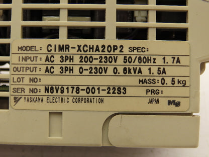 Yaskawa CIMR-XCHA20P2 VS Mini AC Drive 0.2kW 200V 3PH
