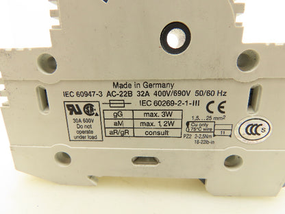 Wöhner IEC 60947-3 AC-22B Fuse Holder 32A 400/690V 3W Max Lot Of 10