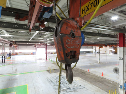 Cleveland Tramrail P&H 1 Ton Single Girder Underhung Bridge Crane 45' 10" Span