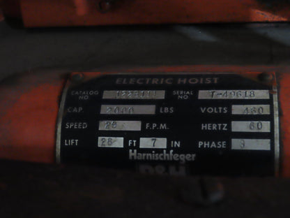 Cleveland Tramrail P&H 1 Ton Single Girder Underhung Bridge Crane 45' 10" Span