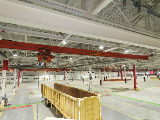 Cleveland Tramrail P&H 1 Ton Single Girder Underhung Bridge Crane 45' 10" Span