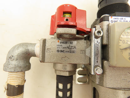 SMC AW20-02E-C Pneumatic Filter Regulator Mist Separator Lockout Valve Assembly