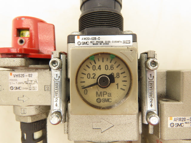 SMC AW20-02E-C Pneumatic Filter Regulator Mist Separator Lockout Valve Assembly