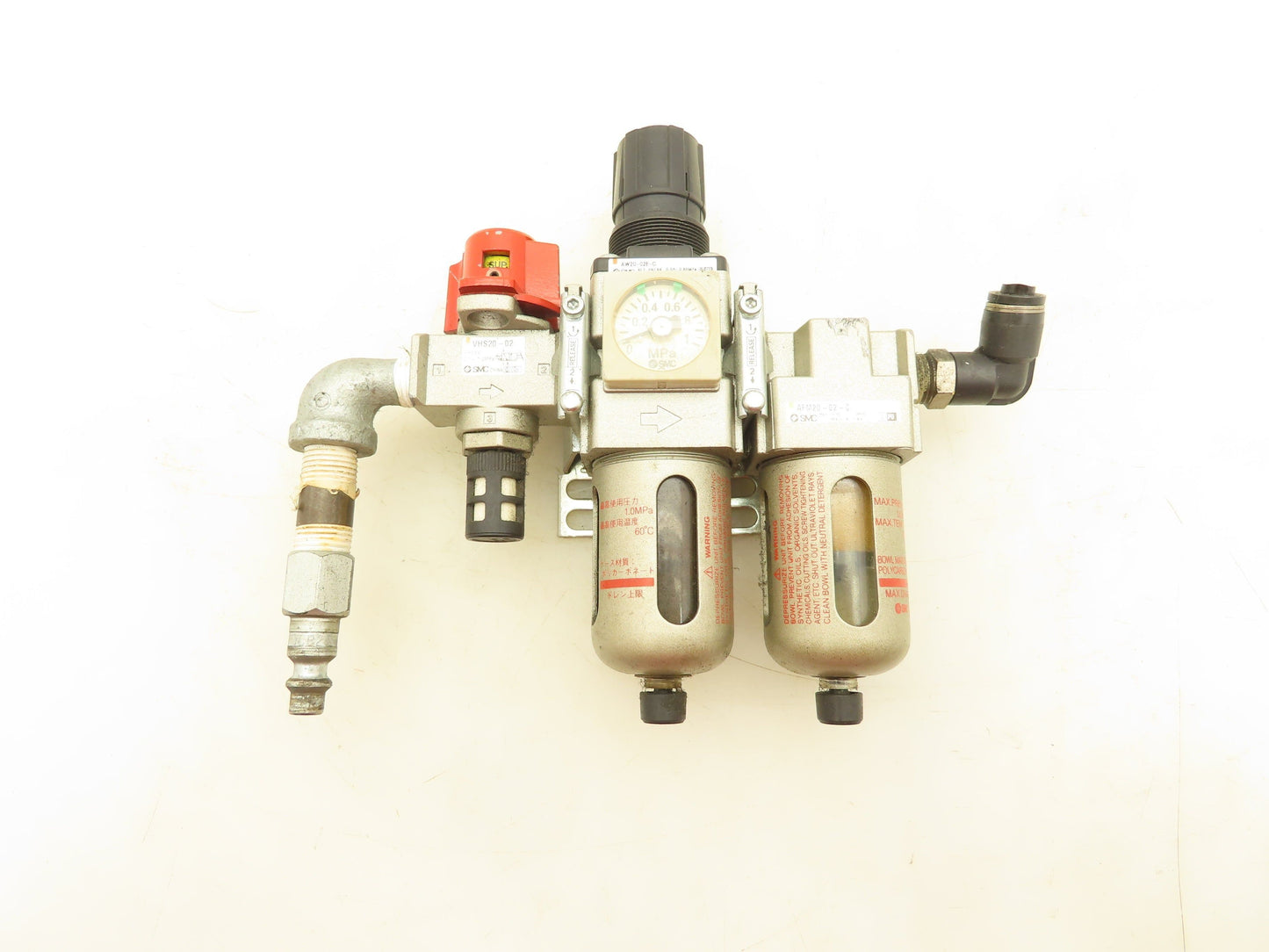 SMC AW20-02E-C Pneumatic Filter Regulator Mist Separator Lockout Valve Assembly