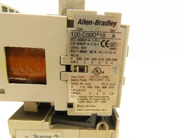 Allen Bradley 100-C09D10 Contactor 24VDC Coil w/Overload Relay 690V 32A Ser.C