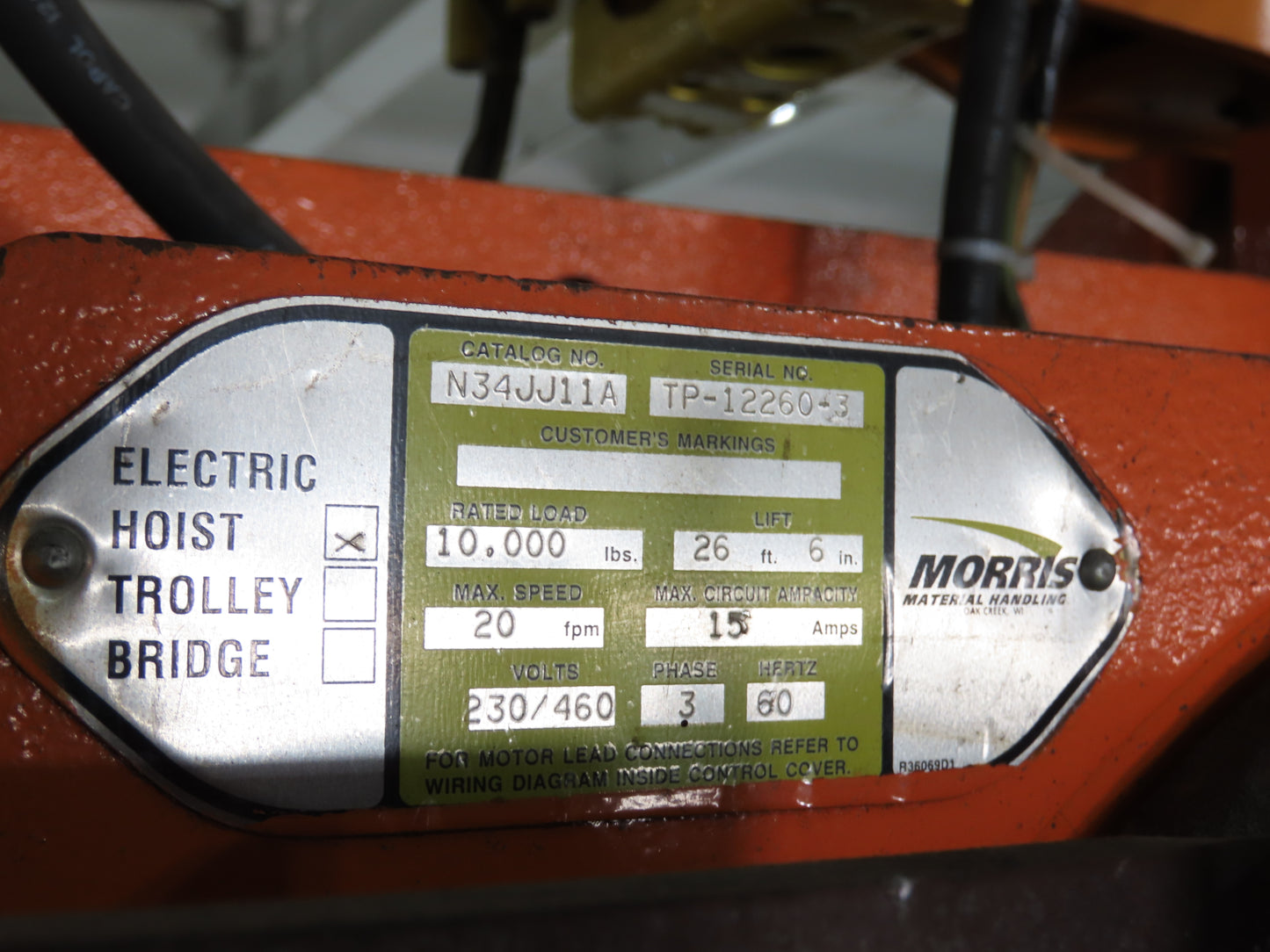 Cleveland Tramrail P&H 5 Ton Single Girder Underhung Bridge Crane 28' Span