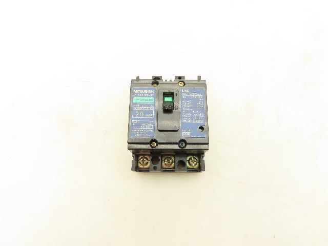 Mitsubishi NF30-CS No Fuse Breaker 20A 500VAC 3 Pole 2.5KA