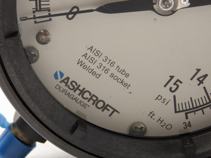 Ashcroft 45-1279-SSL-02L-15# Duraguage Pressure Guage 0-15PSI 4.5" Case 1/4"NPT
