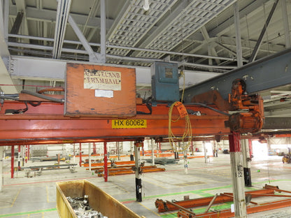 Cleveland Tramrail P&H 1 Ton Single Girder Underhung Bridge Crane 21' 8" Span