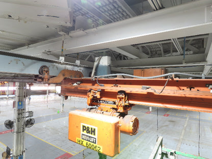 Cleveland Tramrail P&H 1 Ton Single Girder Underhung Bridge Crane 21' 8" Span