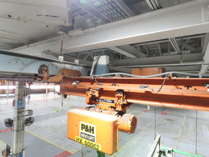 Cleveland Tramrail P&H 1 Ton Single Girder Underhung Bridge Crane 21' 8" Span