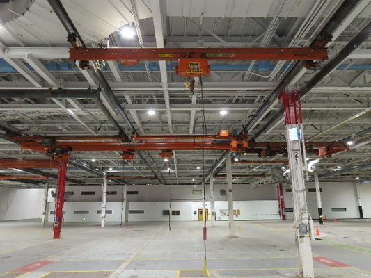 Cleveland Tramrail P&H 1 Ton Single Girder Underhung Bridge Crane 21' 8" Span