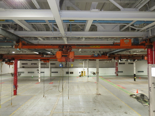 Cleveland Tramrail P&H 1 Ton Single Girder Underhung Bridge Crane 21' 8" Span