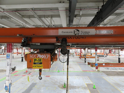 Cleveland Tramrail P&H 2 Ton Single Girder Underhung Bridge Crane 45' 10" Span