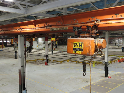 Cleveland Tramrail P&H 1 Ton Single Girder Underhung Bridge Crane 45' 10" Span