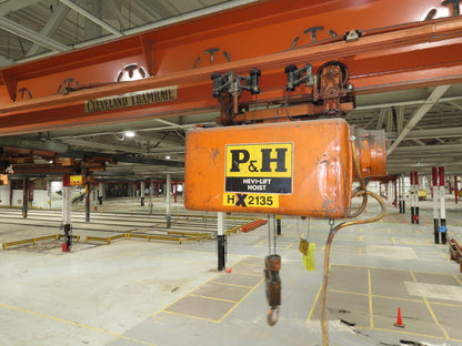Cleveland Tramrail P&H 1 Ton Single Girder Underhung Bridge Crane 45' 10" Span
