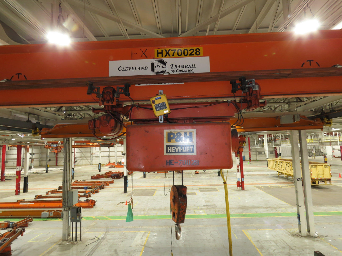 Cleveland Tramrail P&H 3 Ton Single Girder Underhung Bridge Crane 45' 10" Span