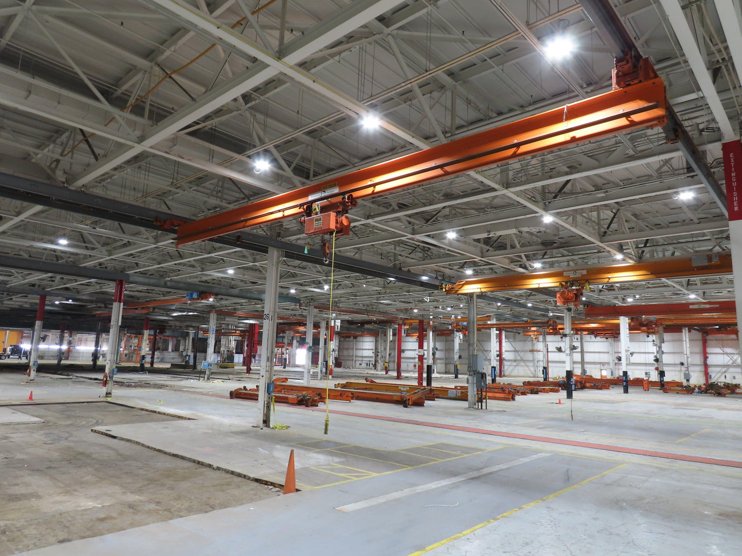 Cleveland Tramrail P&H 3 Ton Single Girder Underhung Bridge Crane 45' 10" Span