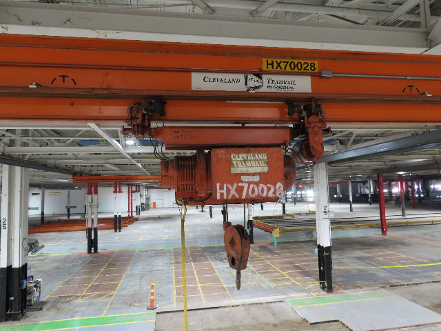 Cleveland Tramrail P&H 3 Ton Single Girder Underhung Bridge Crane 45' 10" Span