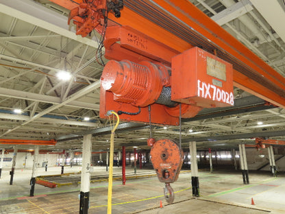 Cleveland Tramrail P&H 3 Ton Single Girder Underhung Bridge Crane 45' 10" Span