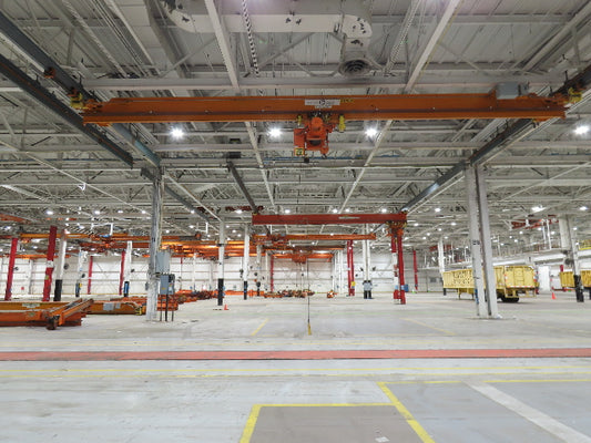 Cleveland Tramrail P&H 5 Ton Single Girder Underhung Bridge Crane 45' 10" Span