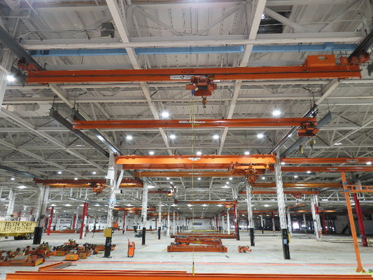 Cleveland Tramrail P&H 3 Ton Single Girder Underhung Bridge Crane 45' 10" Span