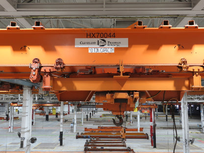 Cleveland Tramrail P&H 10 Ton Double Girder Bridge Crane 45' 10" Span w/Remote