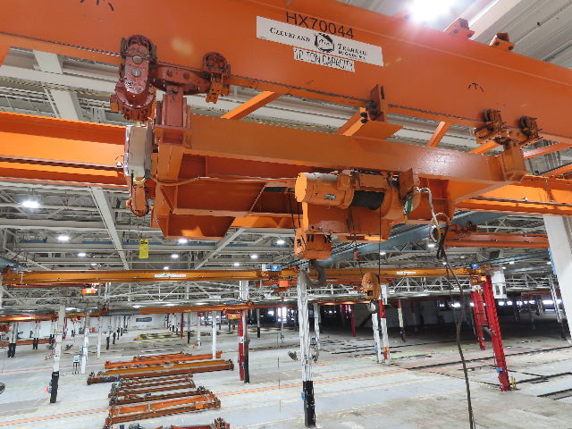 Cleveland Tramrail P&H 10 Ton Double Girder Bridge Crane 45' 10" Span w/Remote