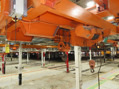 Cleveland Tramrail P&H 10 Ton Double Girder Bridge Crane 45' 10" Span w/Remote