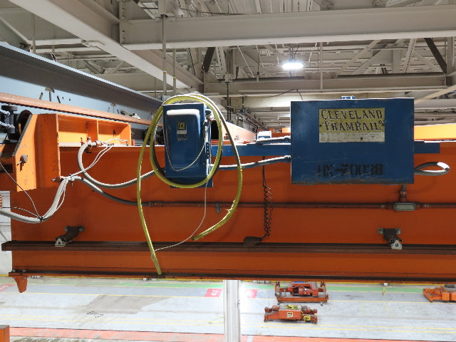 Cleveland Tramrail P&H 10 Ton Double Girder Bridge Crane 45' 10" Span w/Remote