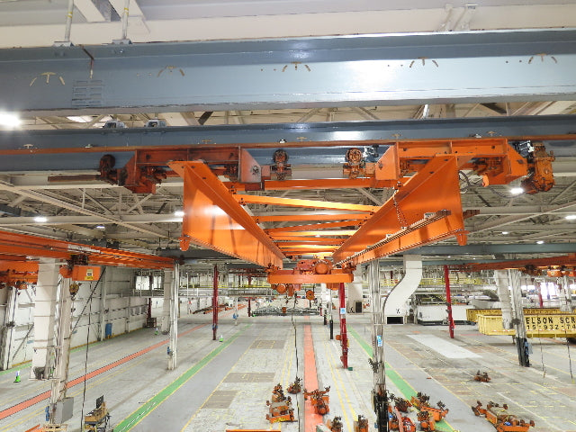 Cleveland Tramrail P&H 10 Ton Double Girder Bridge Crane 45' 10" Span w/Remote