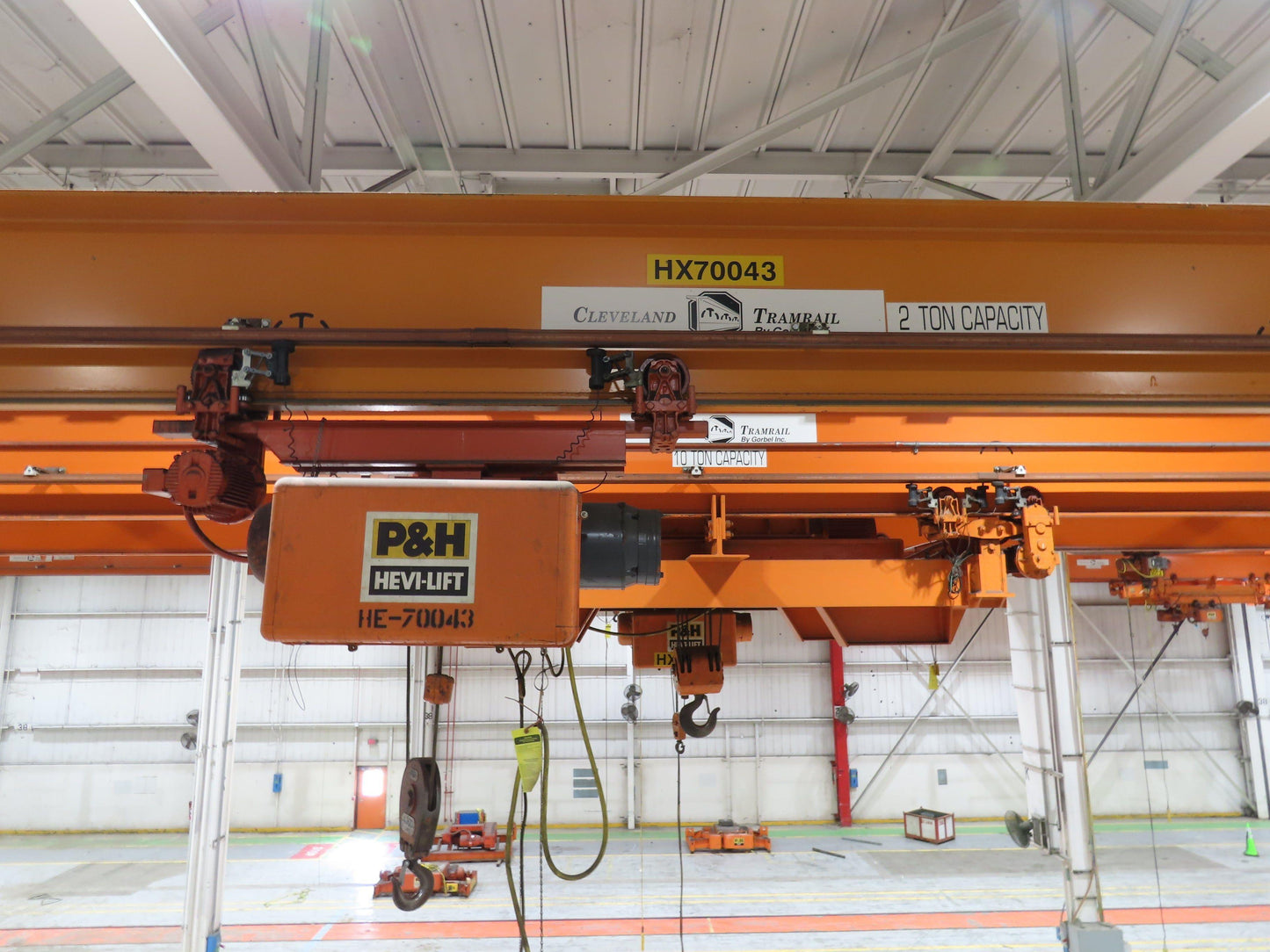 Cleveland Tramrail P&H 2 Ton Single Girder Underhung Bridge Crane 45' 10" Span