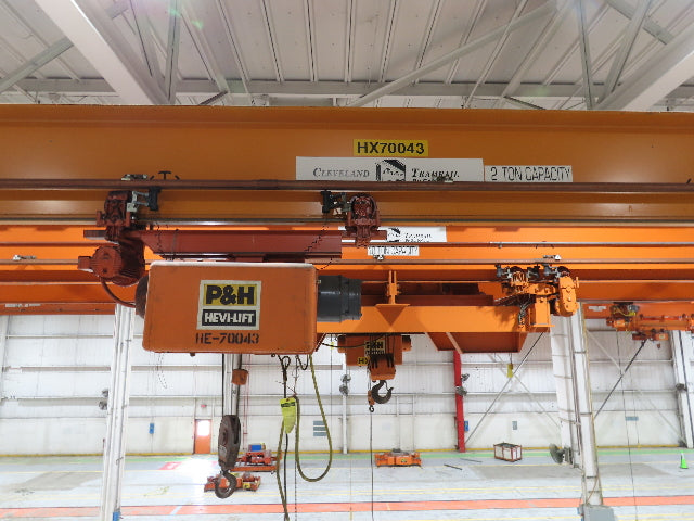 Cleveland Tramrail P&H 2 Ton Single Girder Underhung Bridge Crane 45' 10" Span