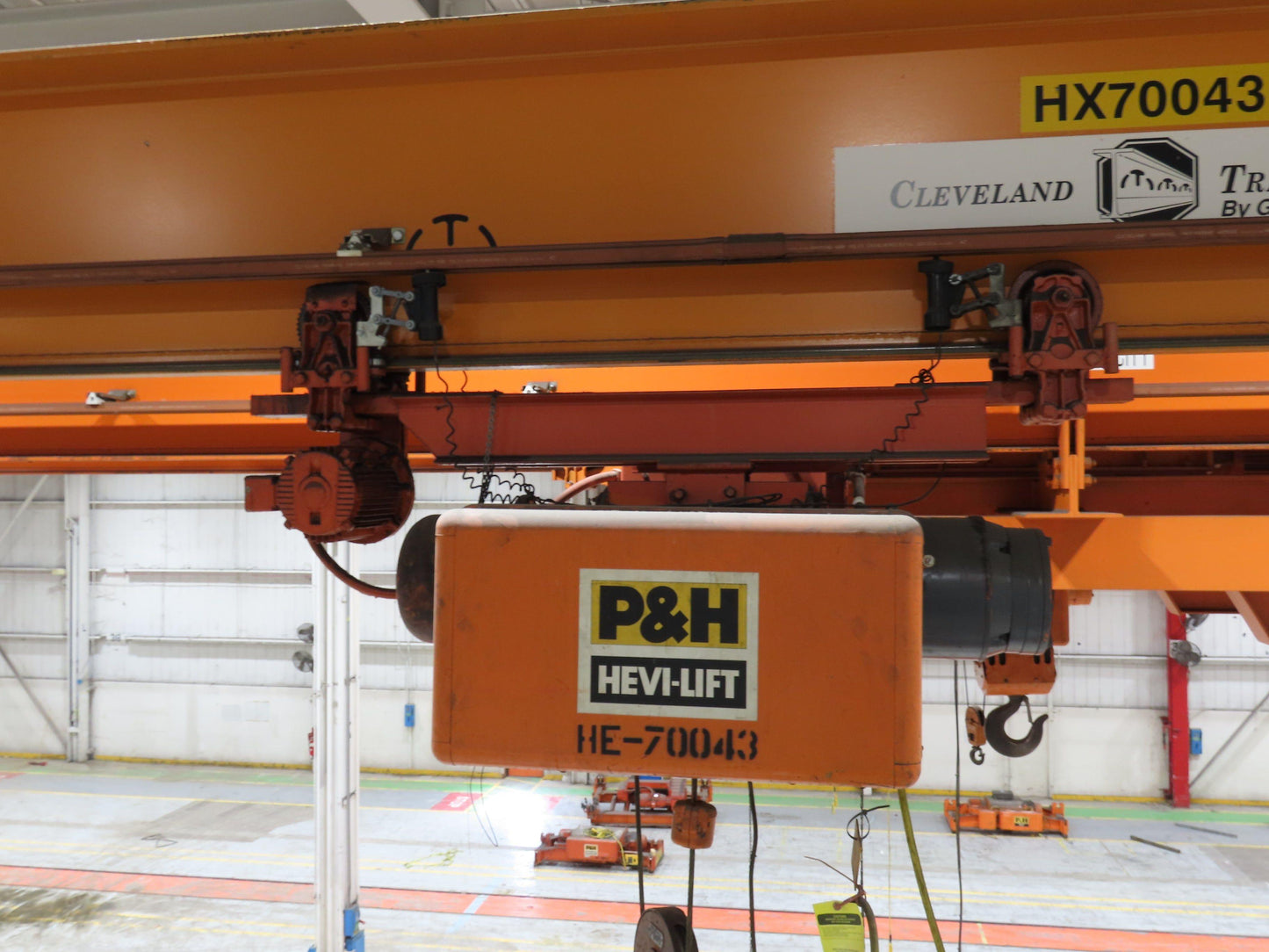 Cleveland Tramrail P&H 2 Ton Single Girder Underhung Bridge Crane 45' 10" Span
