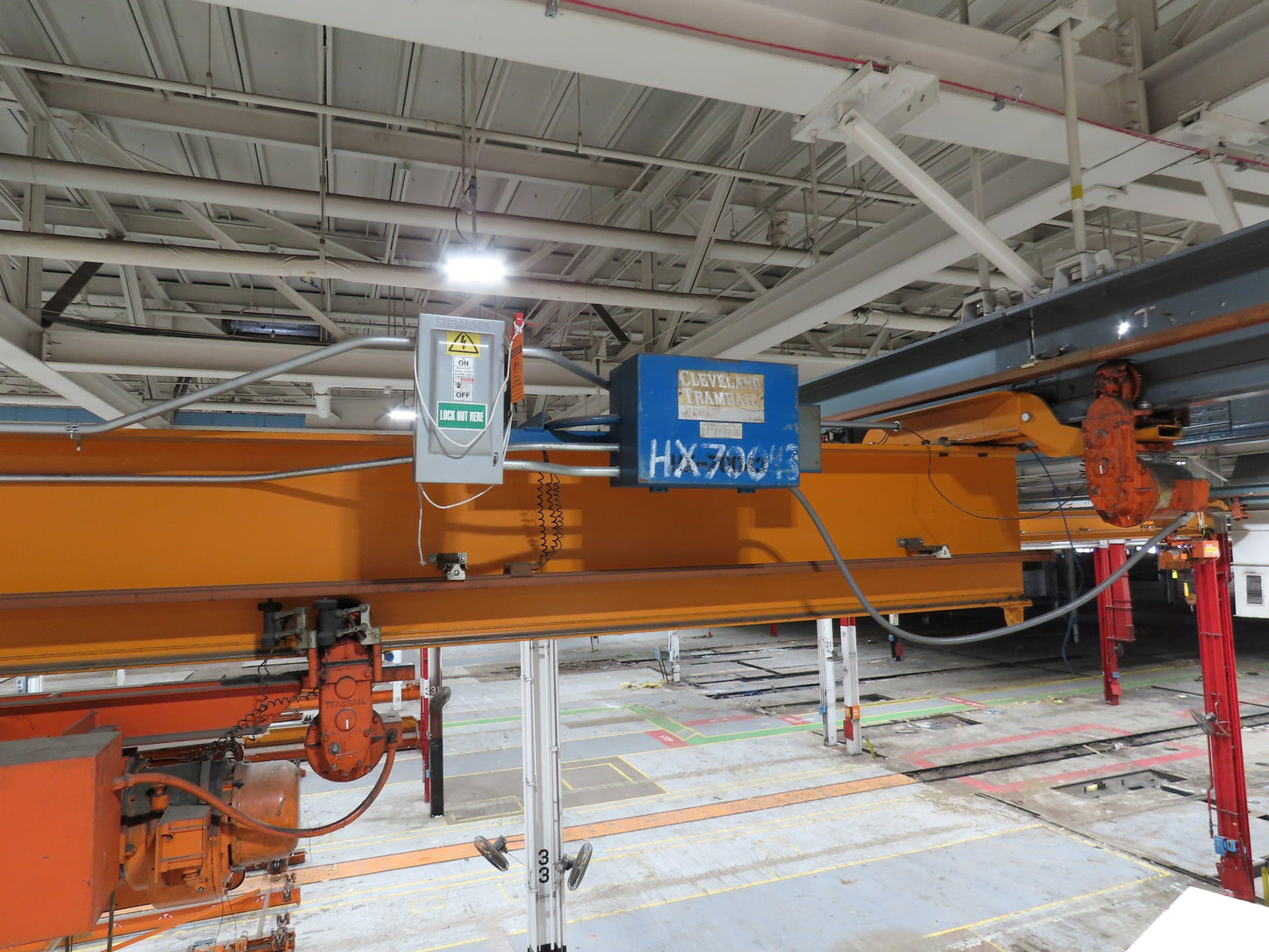 Cleveland Tramrail P&H 2 Ton Single Girder Underhung Bridge Crane 45' 10" Span