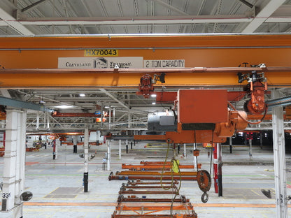 Cleveland Tramrail P&H 2 Ton Single Girder Underhung Bridge Crane 45' 10" Span