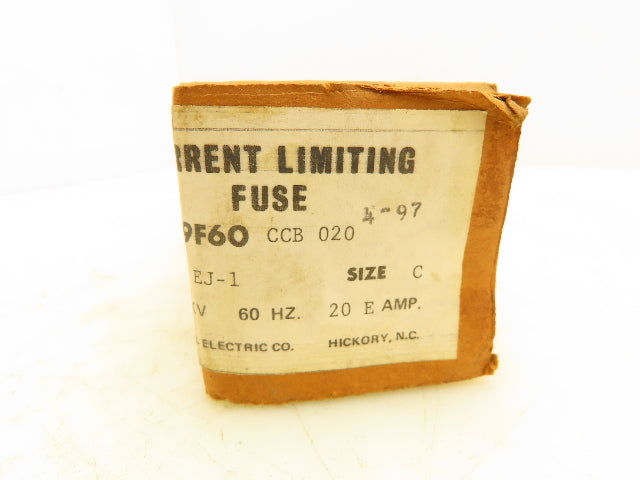 General Electric 9F60CCB020 Current Limiting Fuse 2.75kv 20 Amp Type EJ-1 Sz C