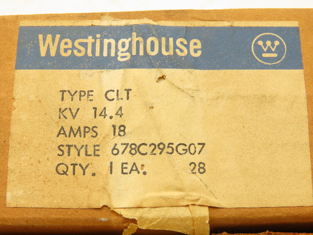 Westinghouse 678C295G07 Current Limiting Fuse 18 Amp 14.4 kv Type CLT
