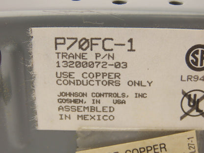Johnson Controls P70FC-1C Pressure Control Range 20"Hg Vac/50 PSIG