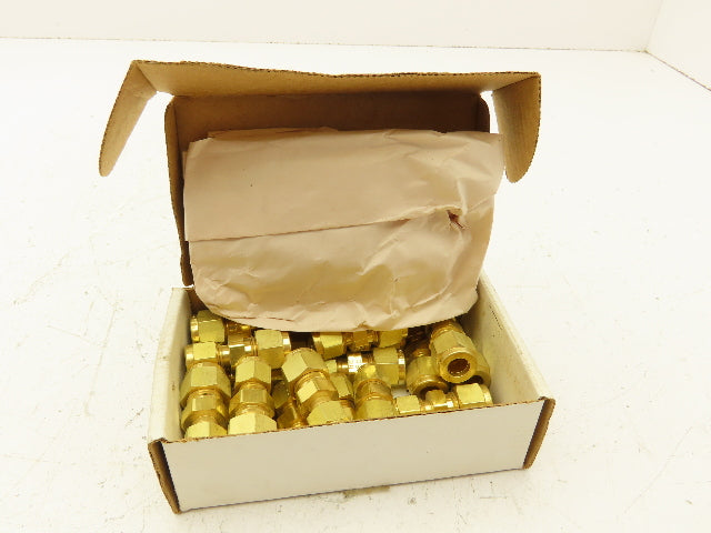 Parker 6-4 HBZ-B Brass Reducing Union 1/4" Tube x 3/8" Tube Box OF 20